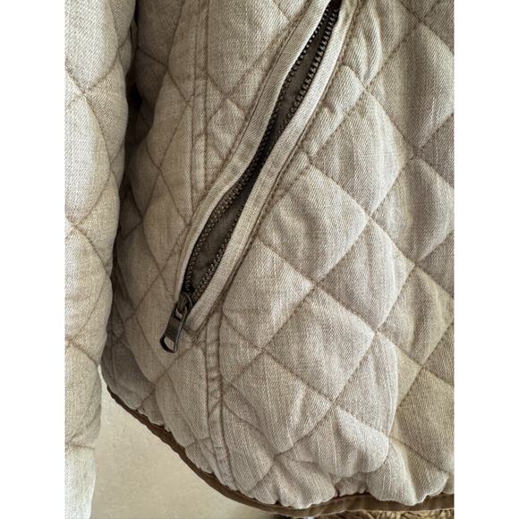 Lauren Jeans Co Quilted Barn Jacket Snap Button Front Pockets‎ Beige - Picture 3 of 12
